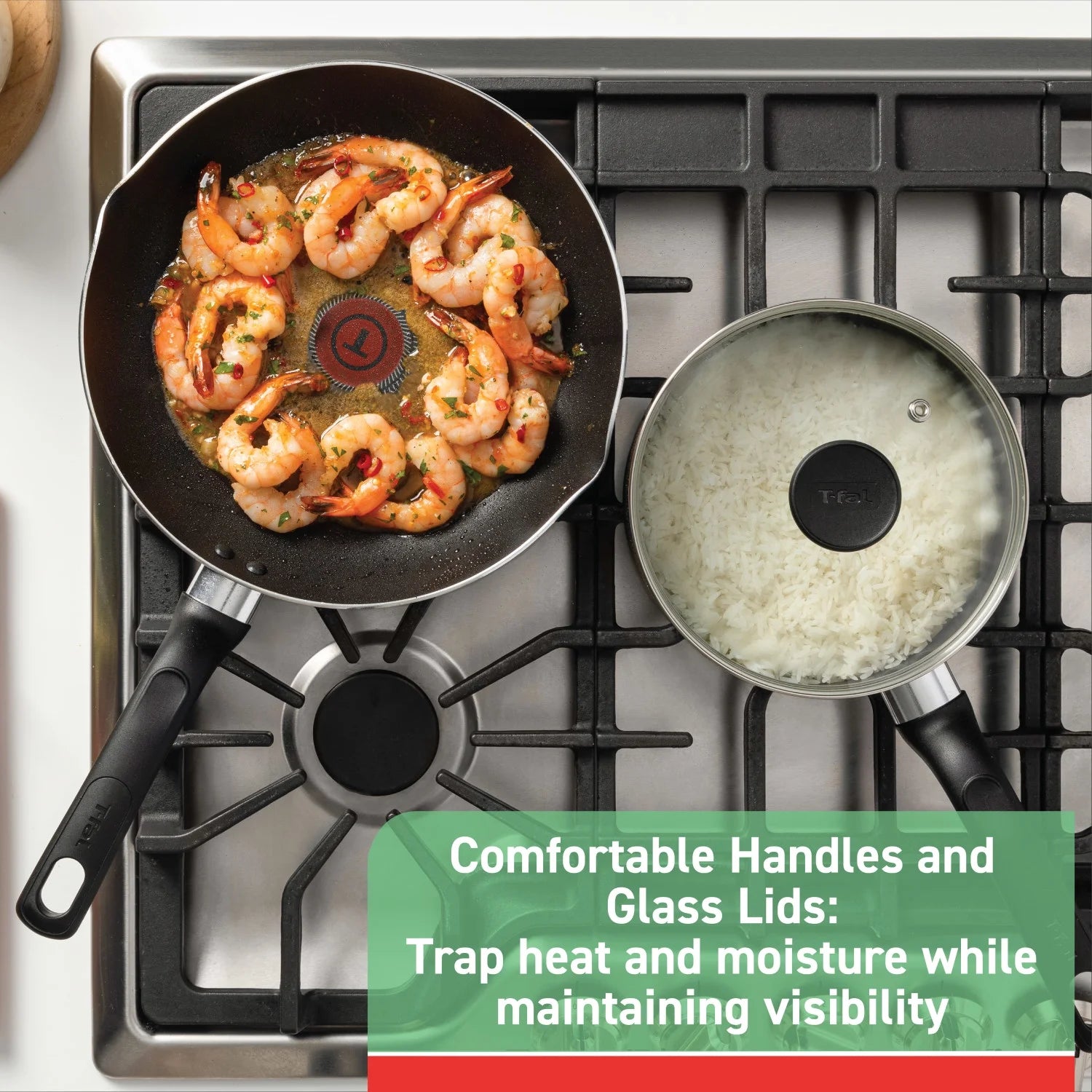 T-fal Easy Care. 20 Piece Non-Stick Pots and Pans Cookware Set. Grey