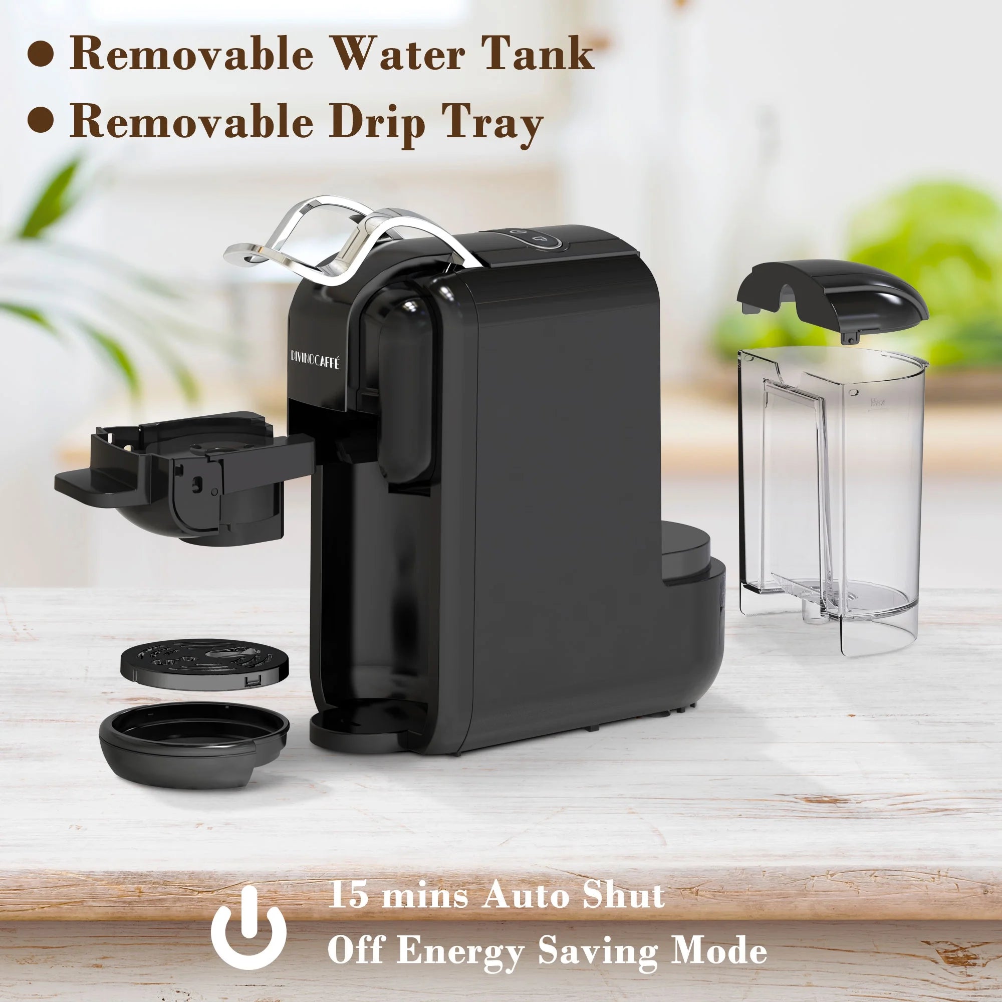 Espresso Maker for Nespresso Capsule. Lavazza Blue Capsule & Coffee Powder. 19 Bar Pump Pressure Makes Authentic Espresso Coffee. Mini Espresso Coffee Machines with Removable Water Tank.
