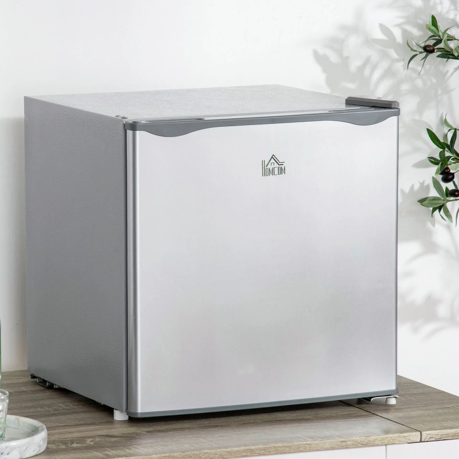 HOMCOM Mini Freezer Countertop. 1.1 Cu.Ft Compact Upright Freezer with Removable Shelves. Reversible Door for Home. Dorm. Apartment and Office. gray  05