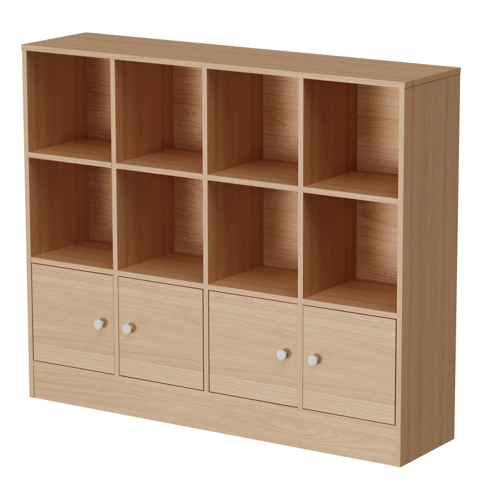Cozy Castle 3-Tier Open Cube Bookcase with 12 Cubes and 4 Doors. Adjustable Shelves. White