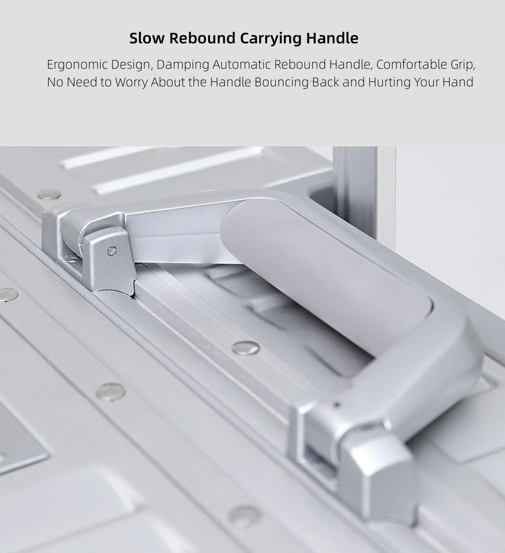 All Aluminum Magnesium Hardshell Carry on Luggage with Wheels. Modern Zipperless Hardshell Checked Luggage with TSA Lock. Airline Approved Metal Suitcase Travel Metal Rolling Luggage