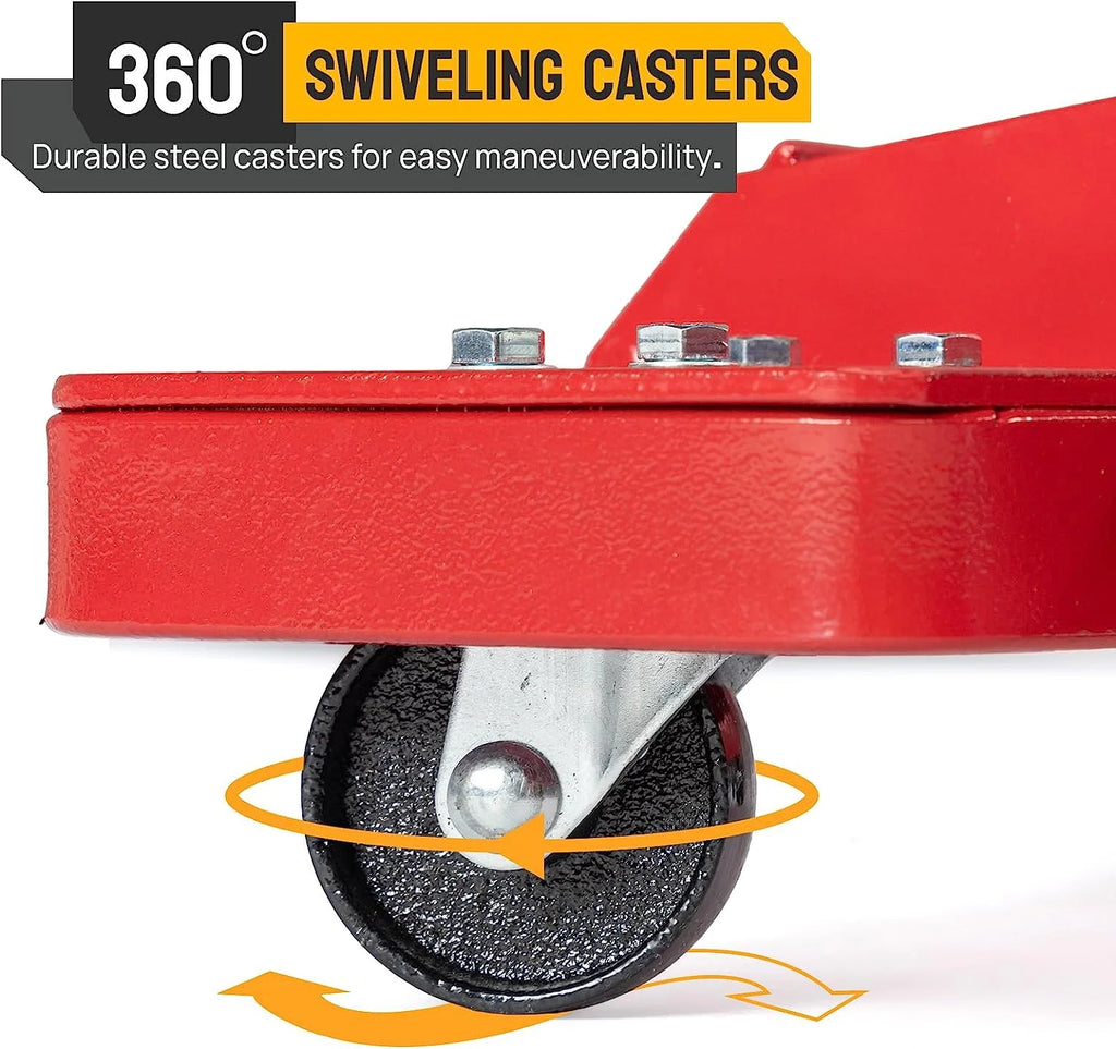 TUFFIOM Hydraulic Transmission Service/Floor Jack Lift 1/2 Ton (1.000 lb) Capacity. Low Profile Roll-Under Floor Trolley. Automotive Shop Tool Hoist Lift Lifting Jack. Red