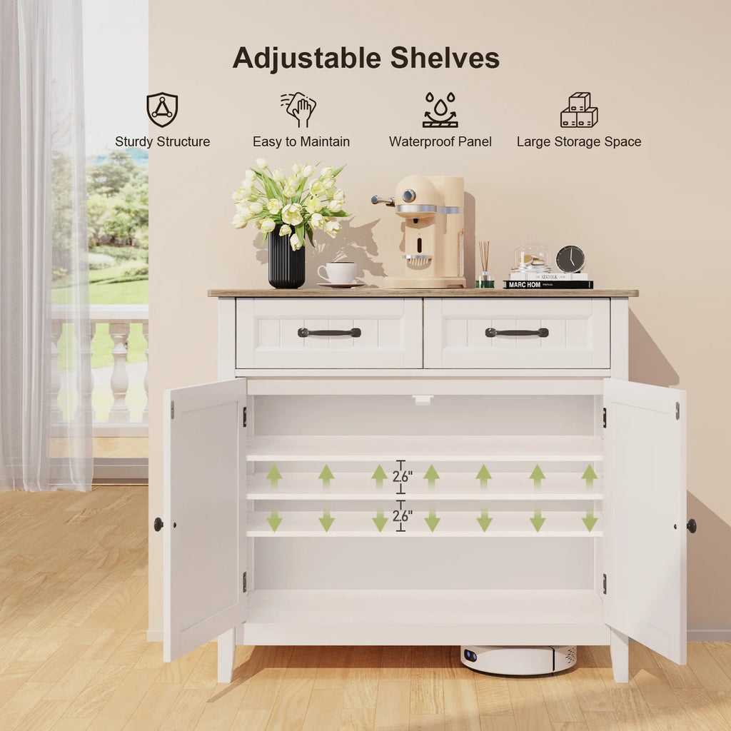 Coffee Bar. Lofka 42 Kitchen Storage Cabinet. Sideboard Buffet Cabinet with 8 Shelves. 1 Drawer