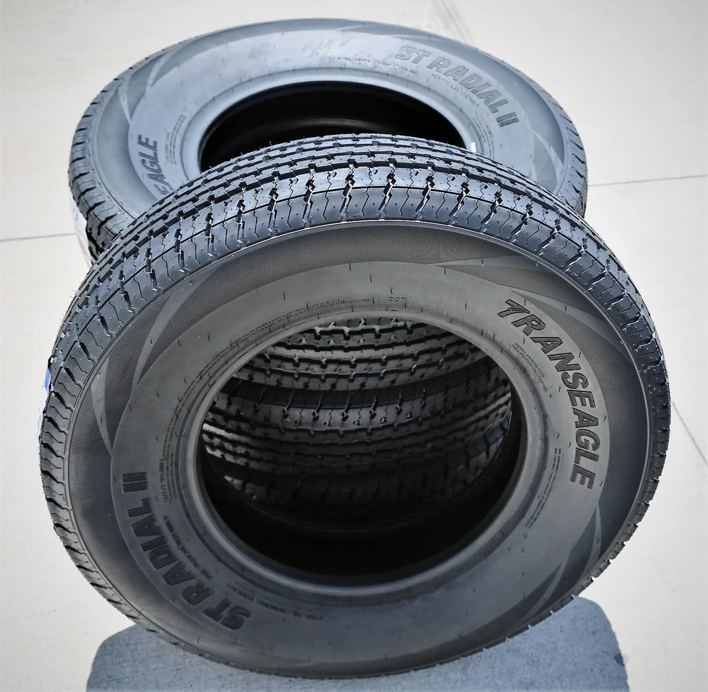 Set of 4 Transeagle ST Radial II Steel Belted ST225/75R15 225/75R15 117/112L E 10 Ply Trailer Tires