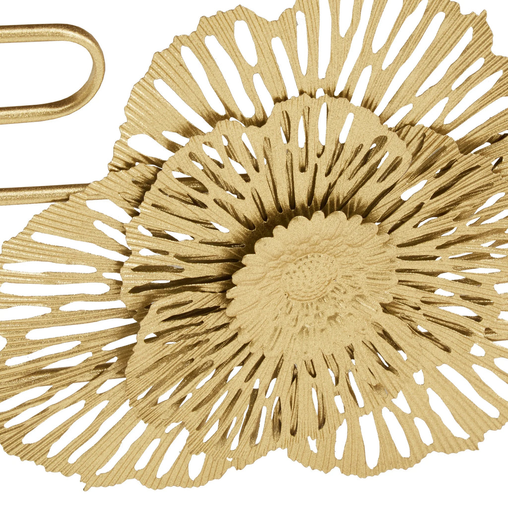 Weston Home Ditmas Glam Peony and Ginkgo Rectangular Coffee Table with Mirror Top. Gold