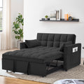 55 Inch Convertible Futon Sofa Bed.Modern Loveseat Sleeper Sofa Couch with Pull-Out Sofa Bed for Living Room.Small Space - Black