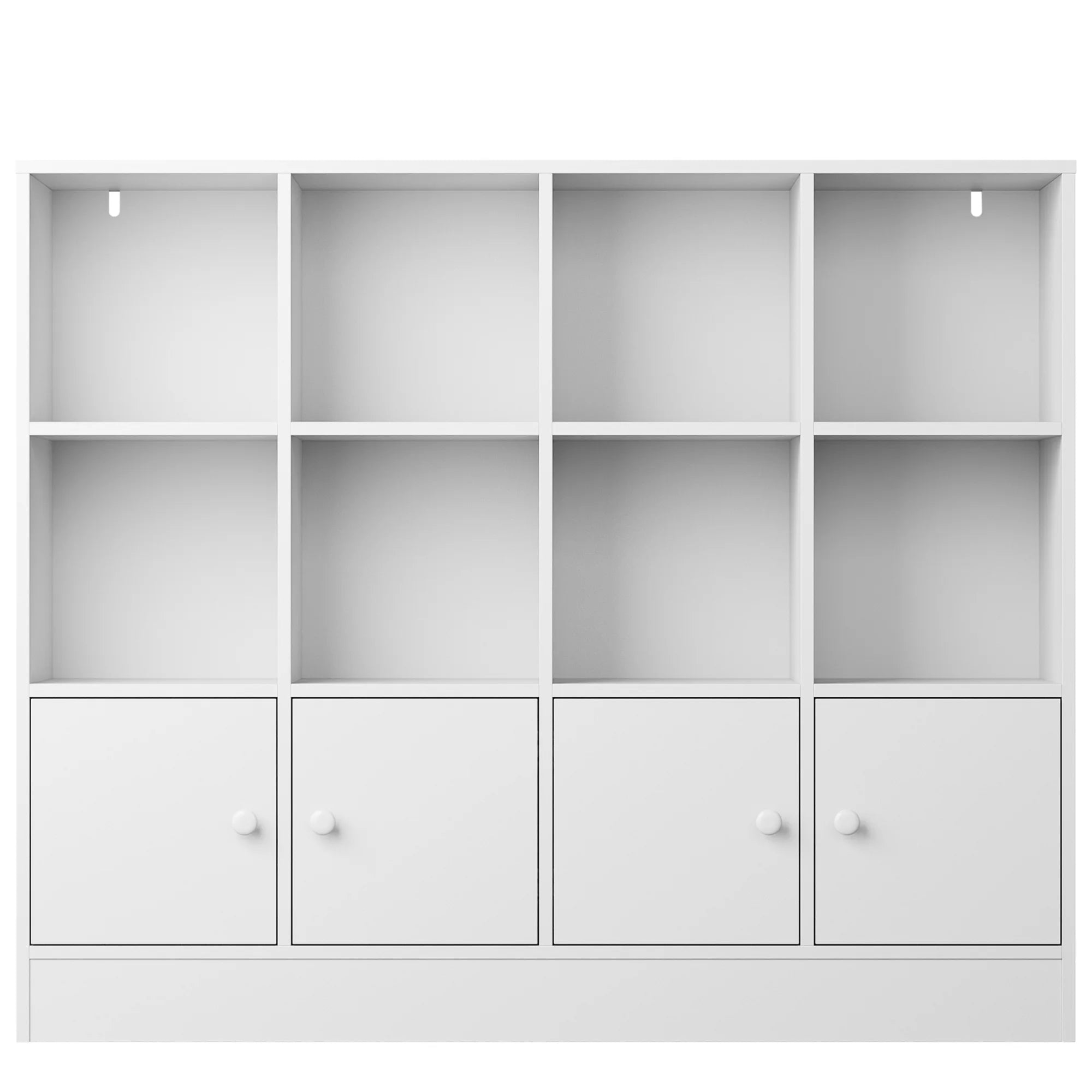 Cozy Castle 3-Tier Open Cube Bookcase with 12 Cubes and 4 Doors. Adjustable Shelves. White