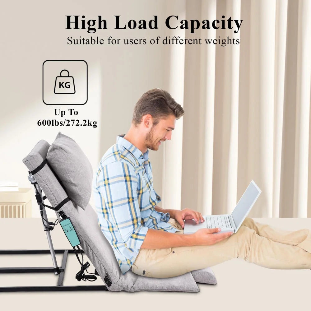 Adjustable Power Lifting Bed Backrest for Elderly Patient Injured. Sit-up Back Rest Chair for Neck Lumbar Back Support. Electric Lifting Backrest for Bed (Gray)