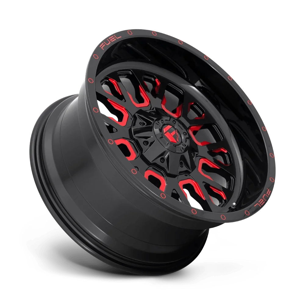 Fuel 1PC Aluminum Rim D612 STROKE 17X9in Gloss Black Red Tinted Clear Finish. D61217909845