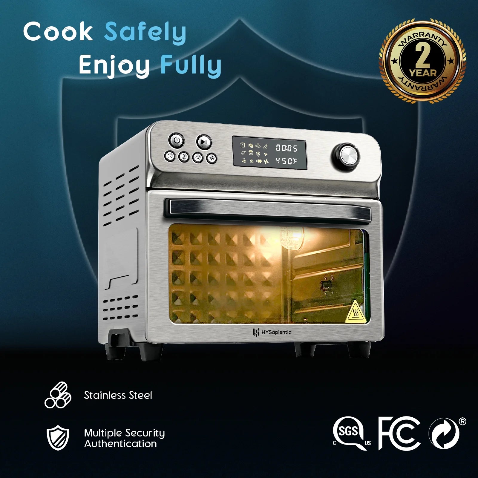 HYSapientia 26QT Air Fryer Oven With Rotisserie 1800W Toaster Oven Air Fryer Combo. 10 in 1 Convection Oven Countertop. Airfryer Toaster Oven. Mini Toaster Oven.Stainless Steel Outer