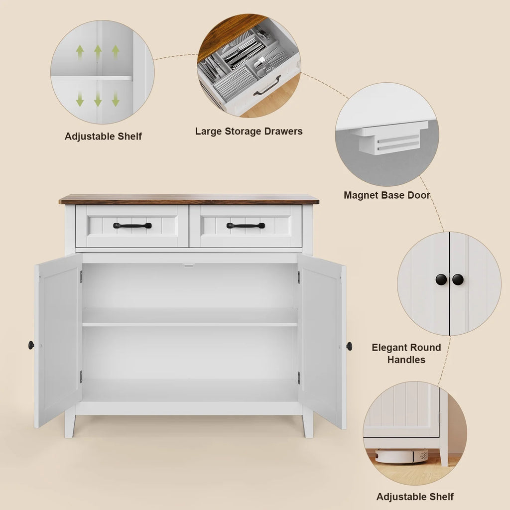 Coffee Bar. Lofka 42 Kitchen Storage Cabinet. Sideboard Buffet Cabinet with 8 Shelves. 1 Drawer