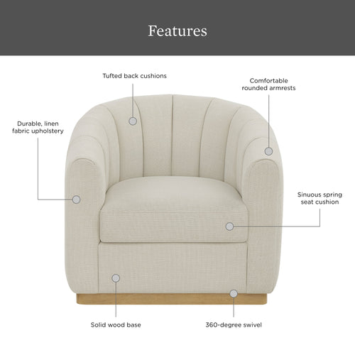 Better Homes & Gardens Lillian Accent Swivel Chair. Cream Linen