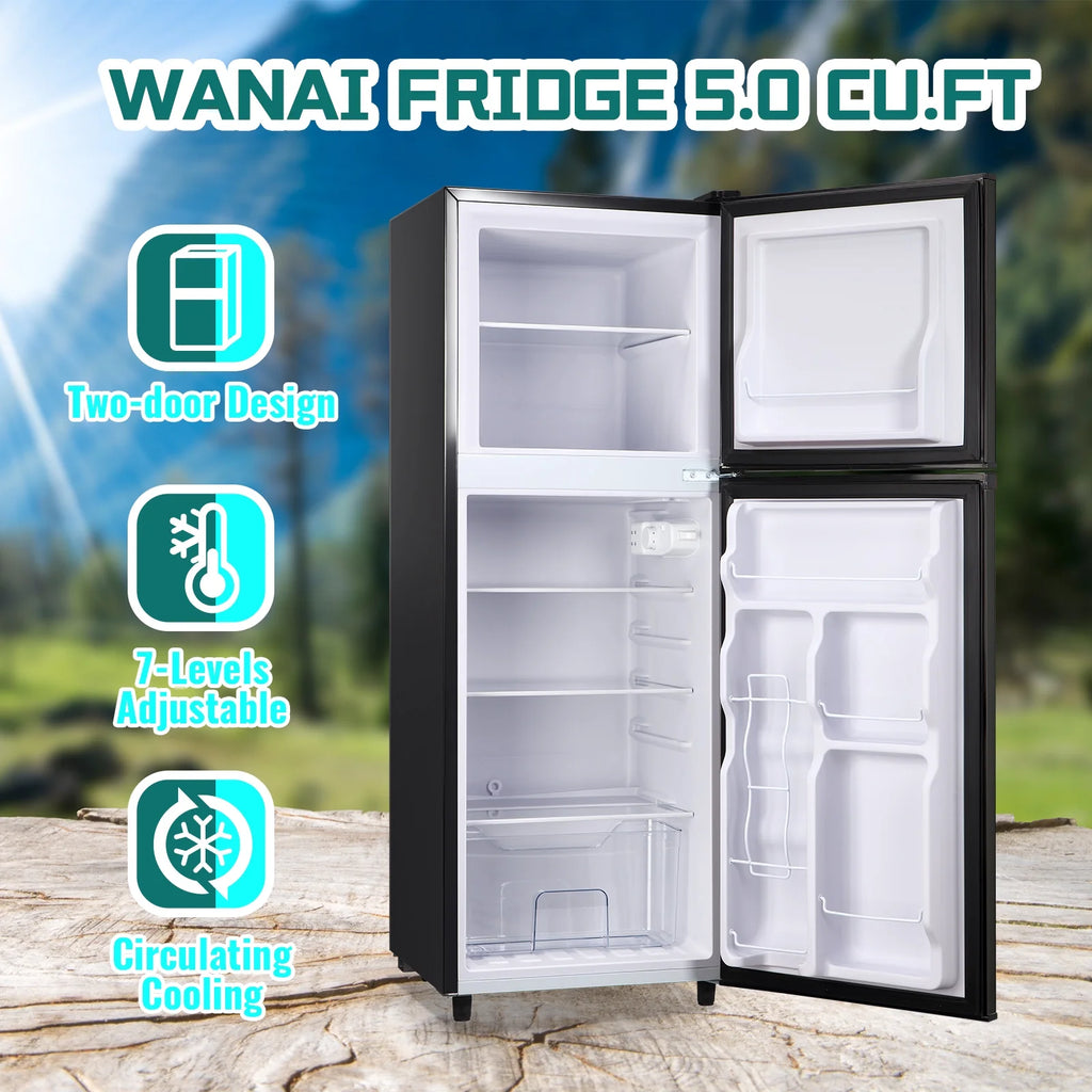 JIEJIA 5.0 Cu.Ft Apartment Size Refrigerators with Separate Freezer. 2 Door Refrigerator. Small Fridge with Freezer. Gray