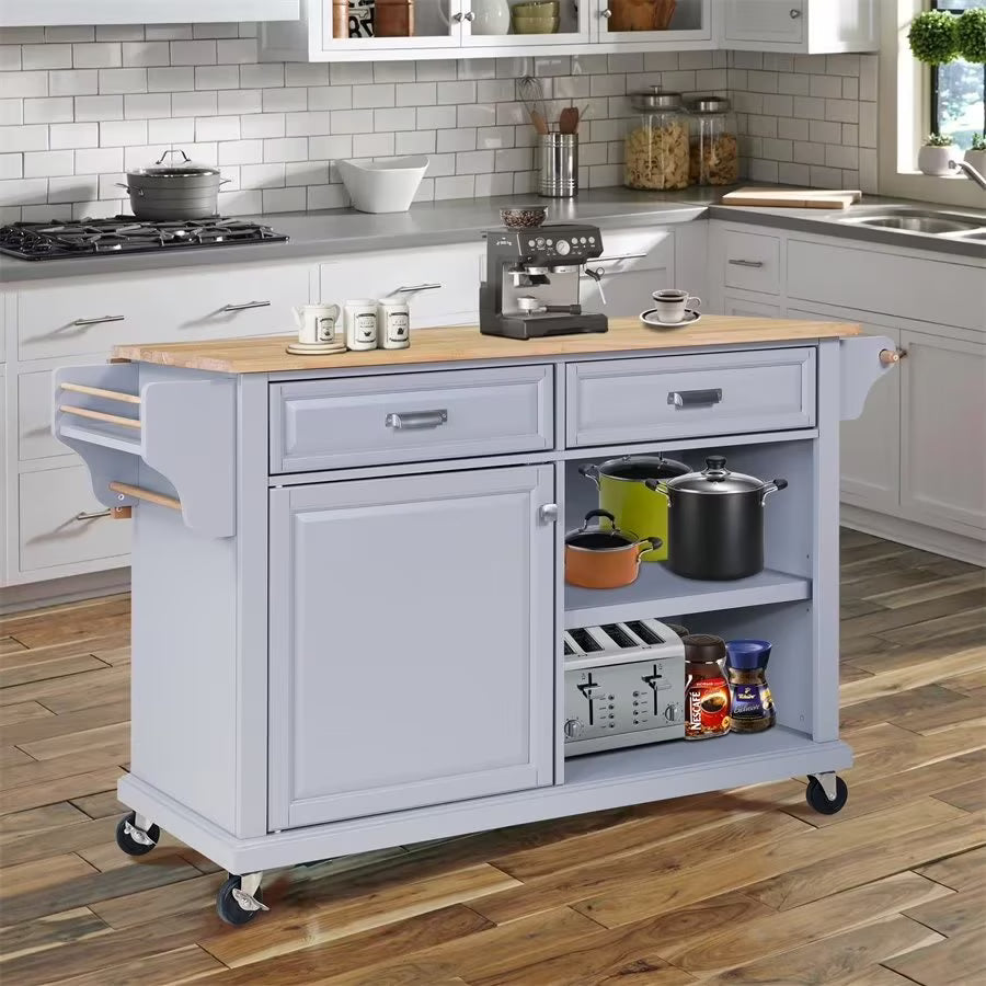 Rolling Kitchen Island with Storage. Utility Kitchen Trolley with Drop-Leaf Countertop. Mobile Kitchen Cart with 2 Drawers. 2 Cabinets and Adjustable Shelves for Dining Room. Kitchen