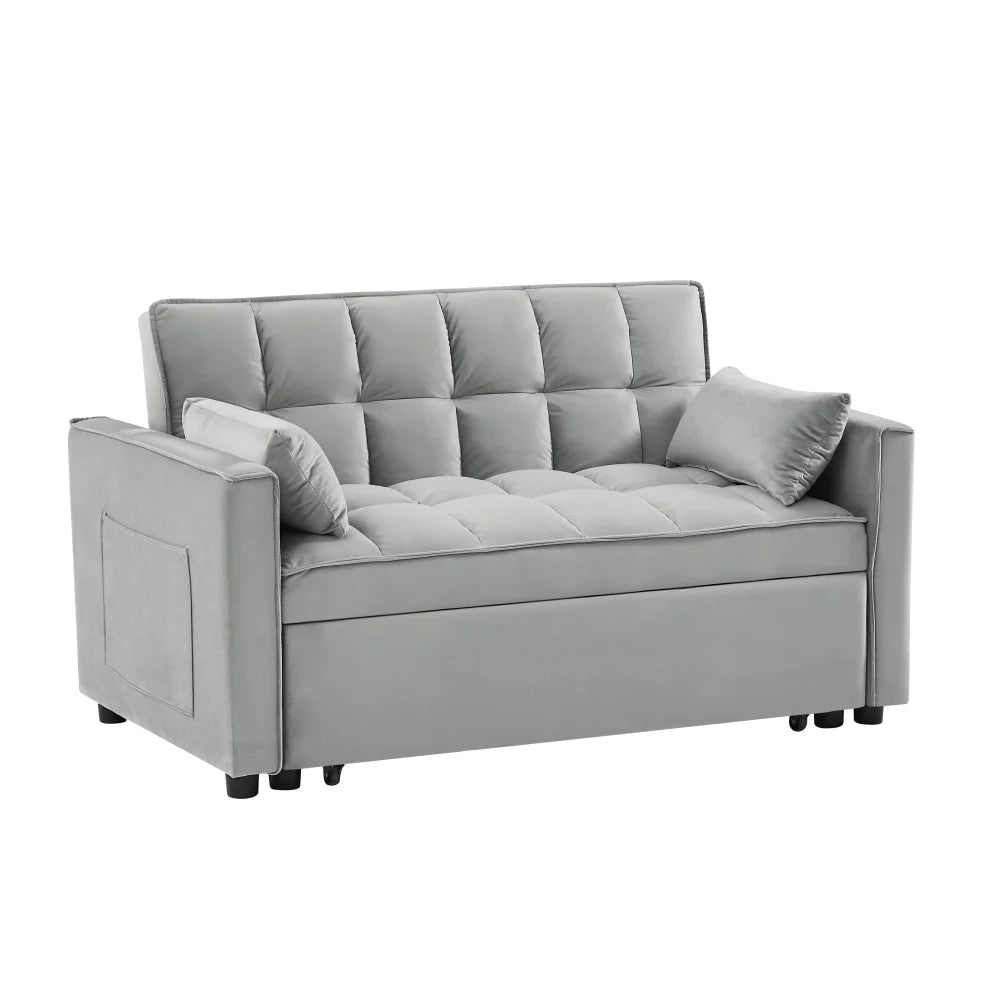 55 Inch Convertible Futon Sofa Bed.Modern Loveseat Sleeper Sofa Couch with Pull-Out Sofa Bed for Living Room.Small Space - Black