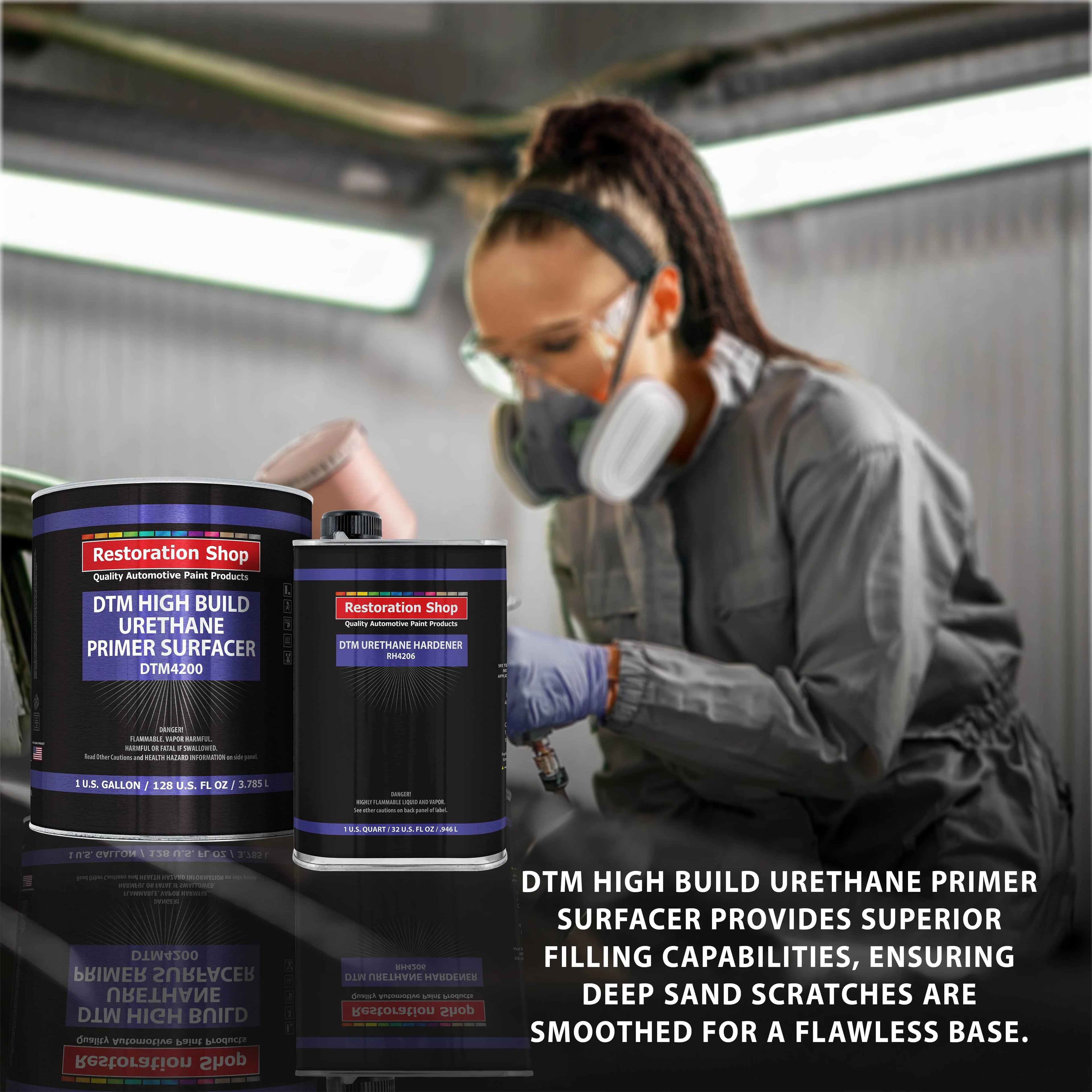 1.25 Gallon 2K High Build Primer Automotive Paint Kit - 1 Gal. Gray Urethane Primer Surfacer. 1 Qt Hardener. 4:1 Mix Ratio - Professional Auto Car Refinish Coating - Auto Body Repair