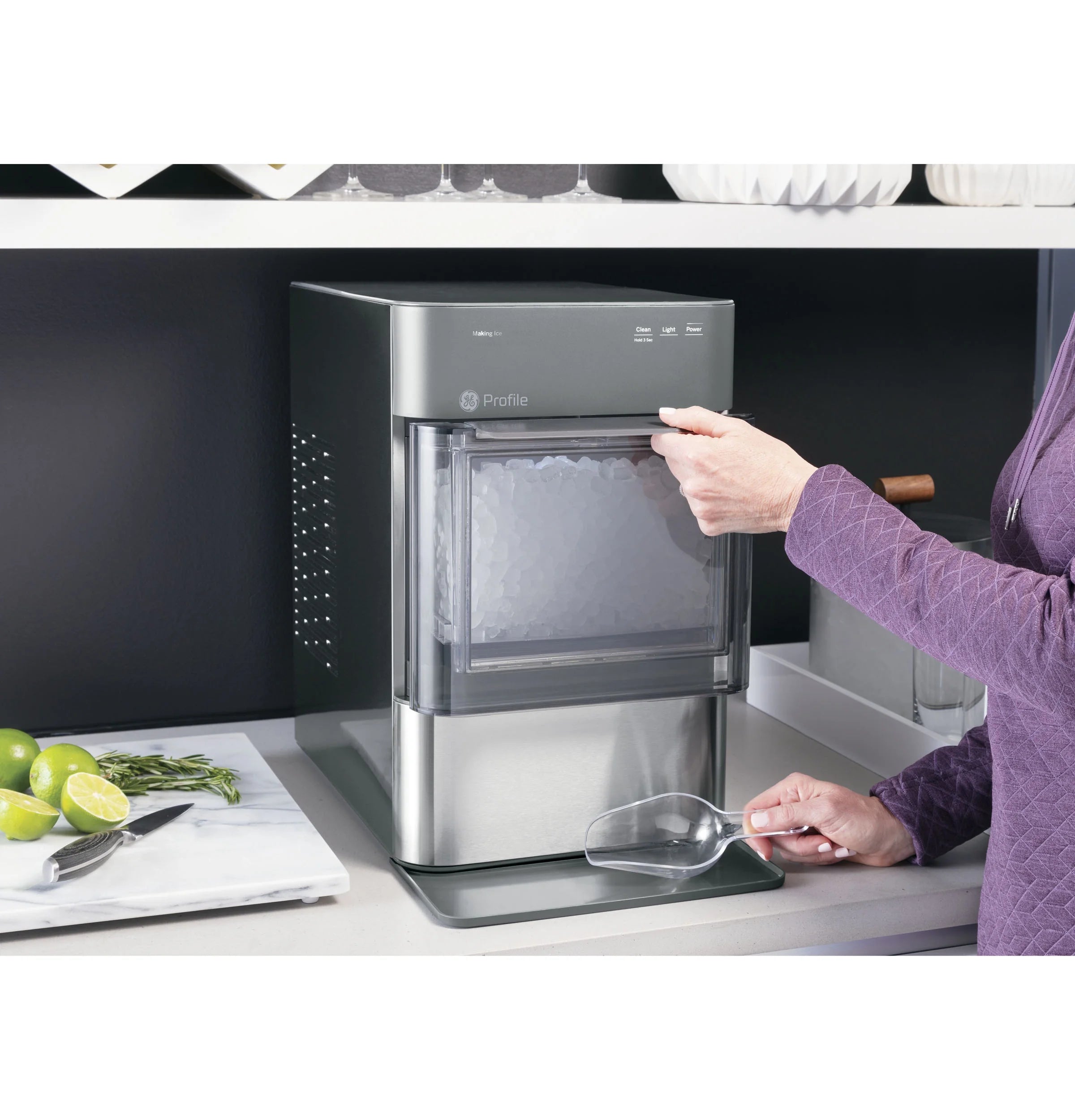 GE Appliances Opal 2.0 Countertop Nugget Ice Maker. 38 lb Maximum Output. Industrial