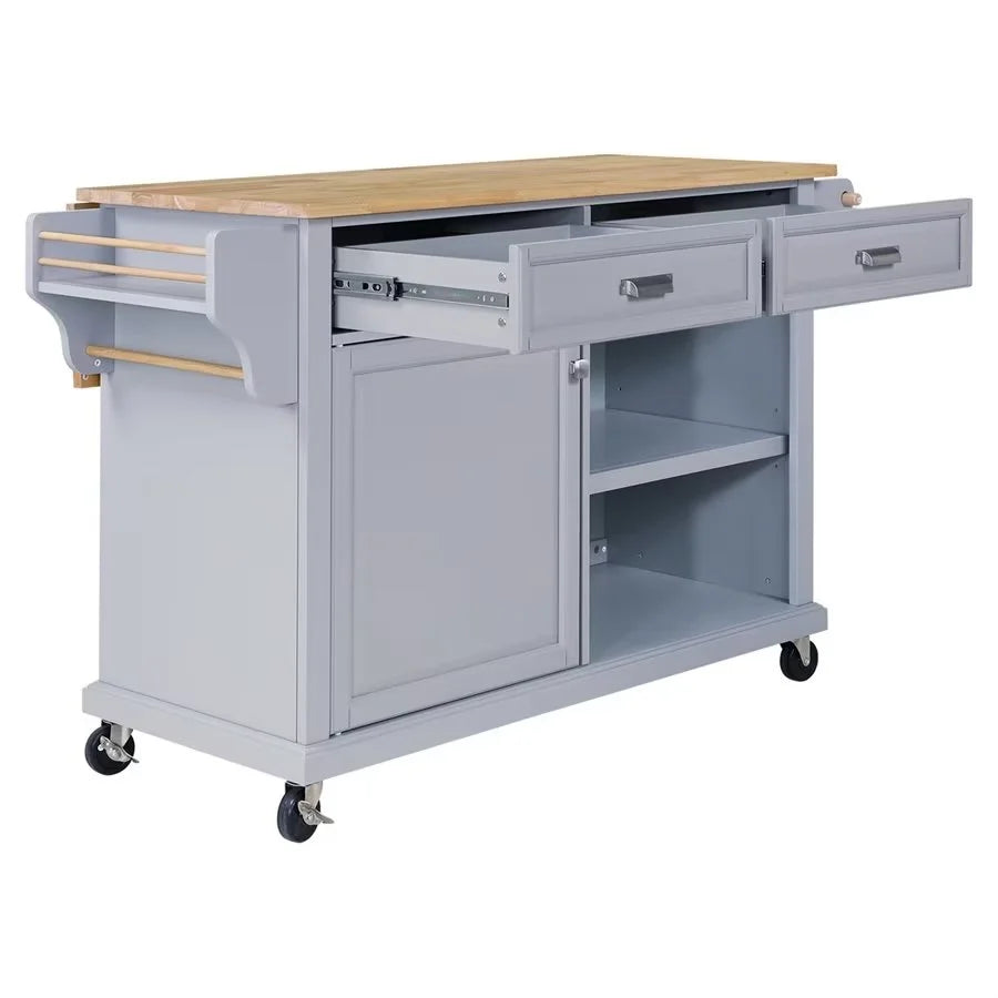 Rolling Kitchen Island with Storage. Utility Kitchen Trolley with Drop-Leaf Countertop. Mobile Kitchen Cart with 2 Drawers. 2 Cabinets and Adjustable Shelves for Dining Room. Kitchen