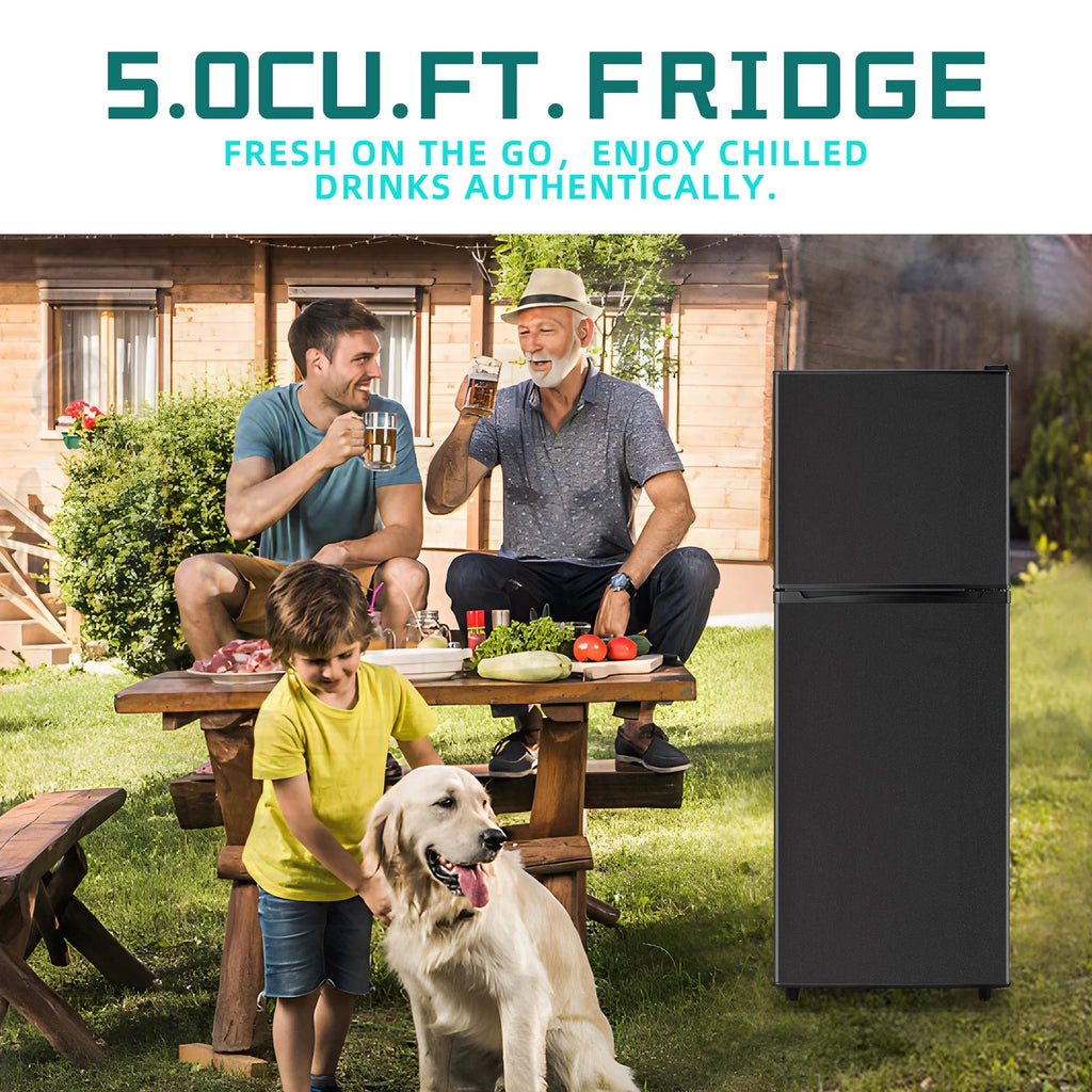 JIEJIA 5.0 Cu.Ft Apartment Size Refrigerators with Separate Freezer. 2 Door Refrigerator. Small Fridge with Freezer. Gray