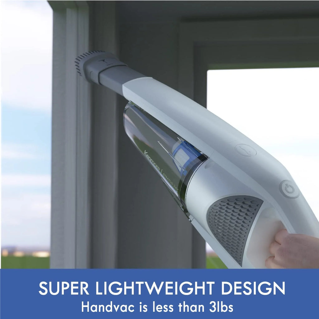 Kenmore DS1030 Lightweight Cordless Stick Vacuum Cleaner. 24V. White. Handvac under 3lbs