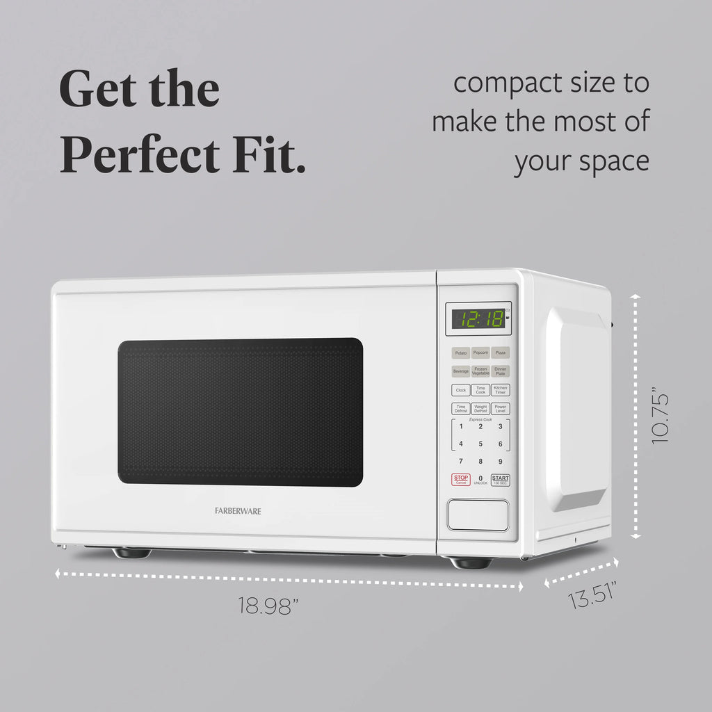 Farberware Countertop Microwave Ov 1100 Watts. 2.2 cu ft - Smart Sensor With LED Lighting and Child Lock - Perfect for Apartments and Dorms - Easy Clean Black Interior. Stainless Steel