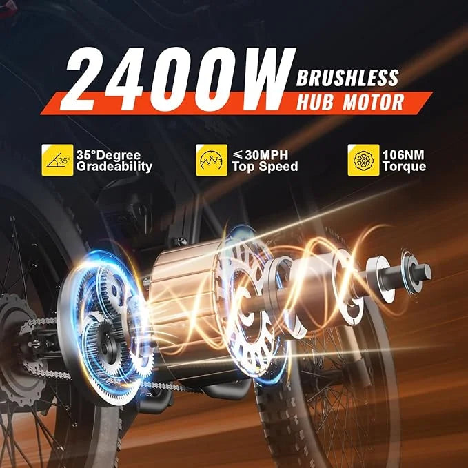 Riding'Times GT73 Electric Dirt Bike for Adults 2400W 48V 37MPH 36.4AH Dual Battery 85 Miles Range 25 Tires UL2849 Full Suspension