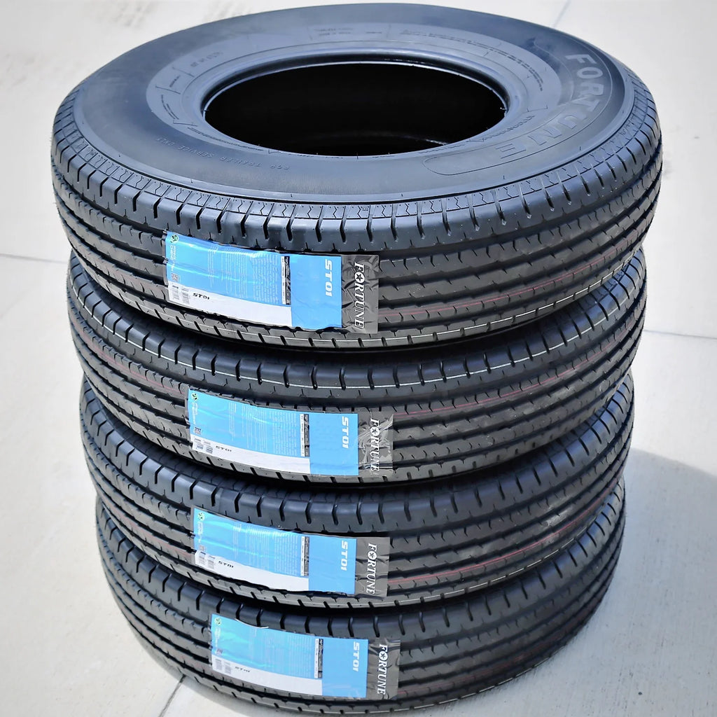 Set of 4 Fortune ST01 Steel Belted ST205/75R15 205/75R15 107/102M D 8 Ply Trailer Tires