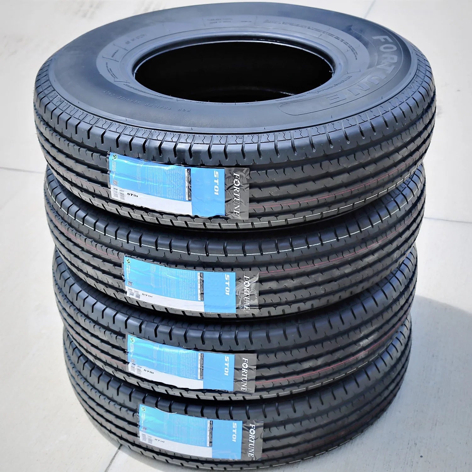 Set of 4 Fortune ST01 Steel Belted ST205/75R15 205/75R15 107/102M D 8 Ply Trailer Tires