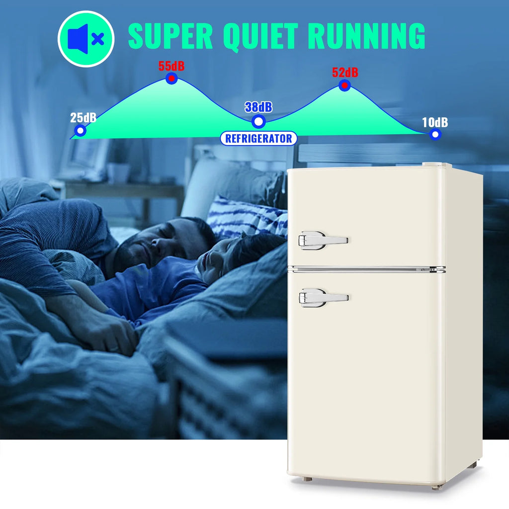 Tacool 3.5 Cu.ft Retro Mini Fridge with Freezer. 2 Door Small Refrigerator with 7 Adjustable Thermostat for Home. Blue