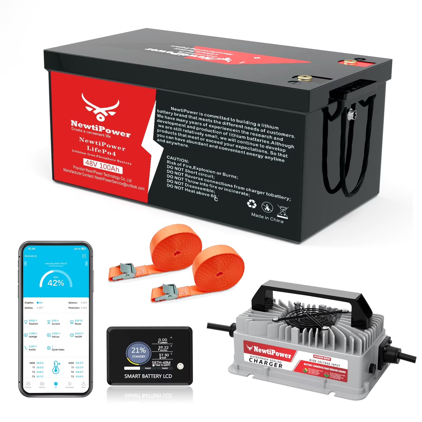 48V 100Ah LiFePO4 Lithium Battery.200A BMS.10000+ Deep Cycle Lithium Iron Phosphate Battery Great for Golf Cart. RV. Marine and Off Grid Applications