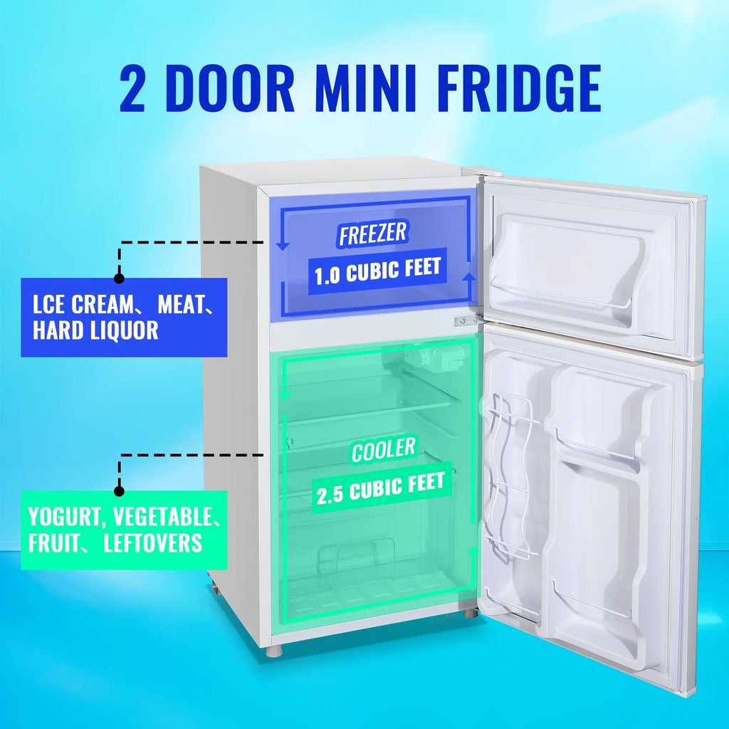 Tacool 3.5 Cu.ft Retro Mini Fridge with Freezer. 2 Door Small Refrigerator with 7 Adjustable Thermostat for Home. Blue