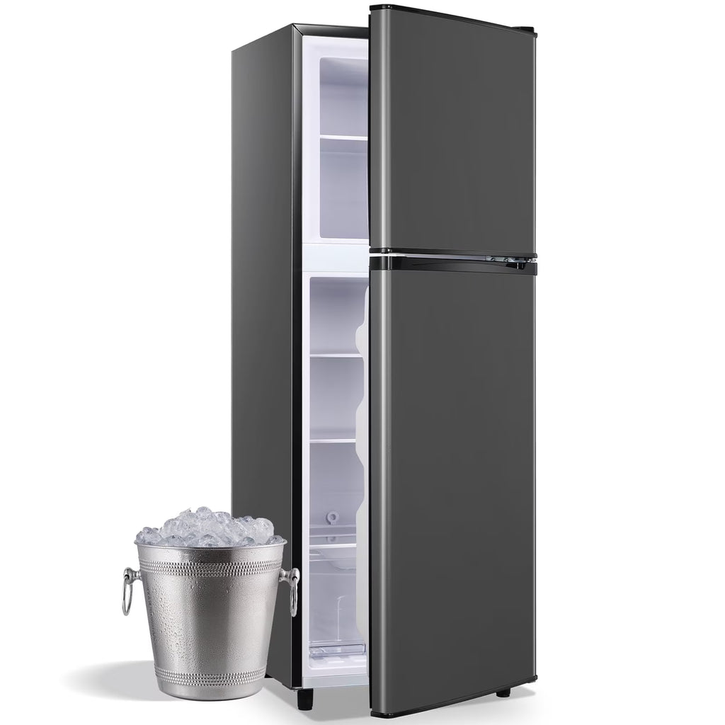 JIEJIA 5.0 Cu.Ft Apartment Size Refrigerators with Separate Freezer. 2 Door Refrigerator. Small Fridge with Freezer. Gray