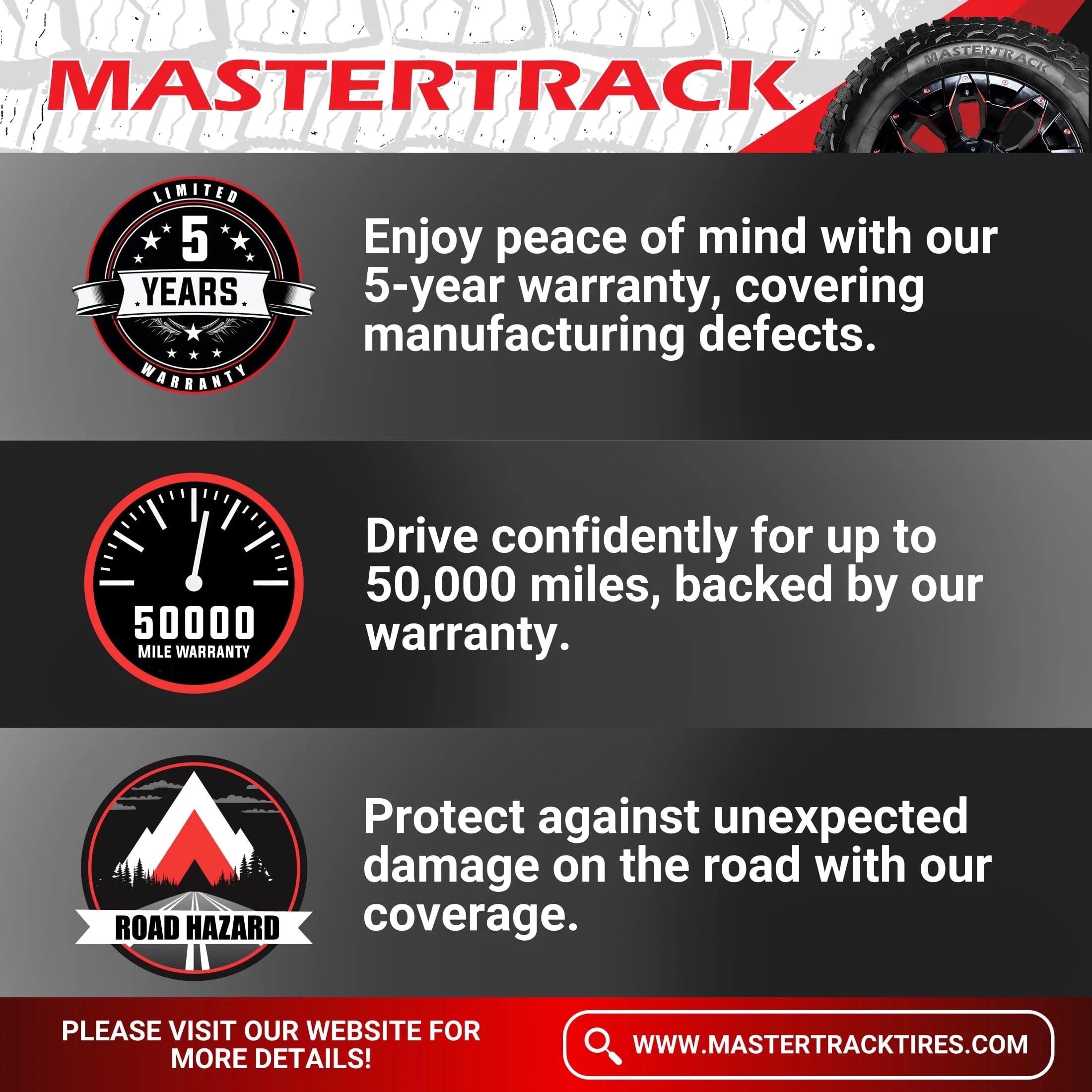 Mastertrack Badlands AT All Terrain 265/70R16 112T SUV All Season Tire 265/70/16(Tire Only)