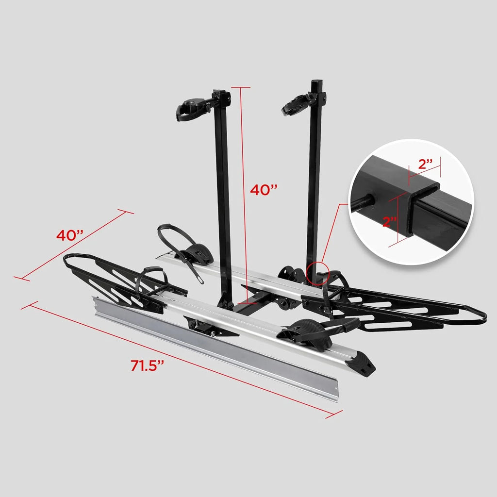 Young Electric Ebike Rack. 200lb Capacity. Alloy Steel Hitch Mount. Fits 5-Inch Fat Tire Bikes. 2-Inch Receiver
