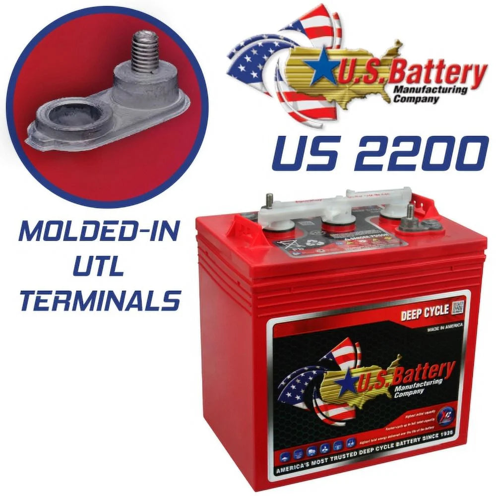 US2200XC Replaces T-105 6V Volt Deep Cycle Golf Cart. Solar. Marine. RV and Industrial Use Batteries - 6 Pack