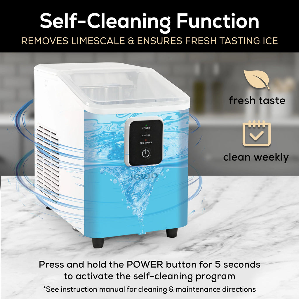 Igloo Self-Cleaning Countertop Ice Maker - Compact and Portable - Creates 26 lbs. Per Day. 8 Pieces Ready Every 7-8 Minutes - Includes Ice Scoop and Basket - Aqua