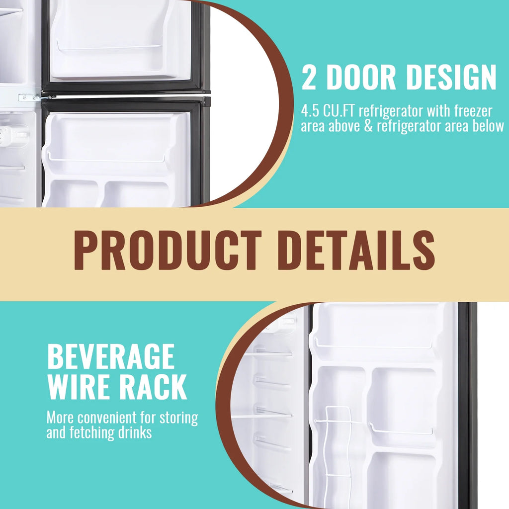 WANAI 4.5 Cu.ft Large Size Mini Fridge with Adjustable Thermostat. Compact Refrigerator Silver. New