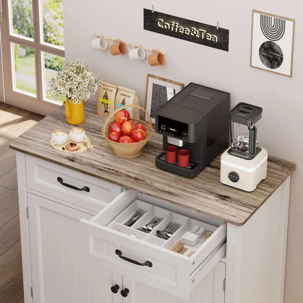 Coffee Bar. Lofka 42 Kitchen Storage Cabinet. Sideboard Buffet Cabinet with 8 Shelves. 1 Drawer