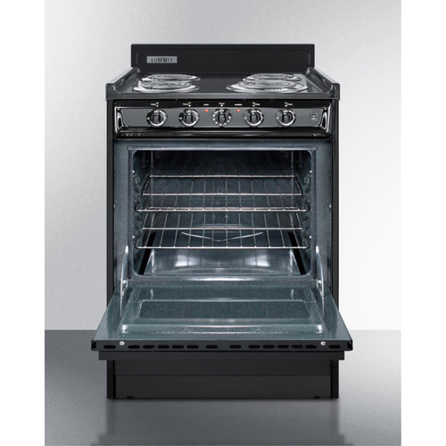24 wide electric coil range in black