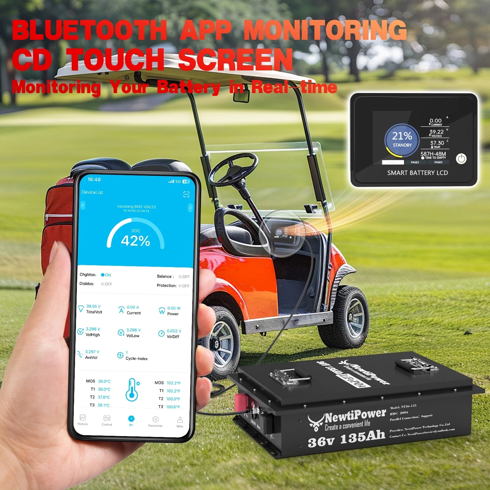 48V 100Ah LiFePO4 Lithium Battery.200A BMS.10000+ Deep Cycle Lithium Iron Phosphate Battery Great for Golf Cart. RV. Marine and Off Grid Applications