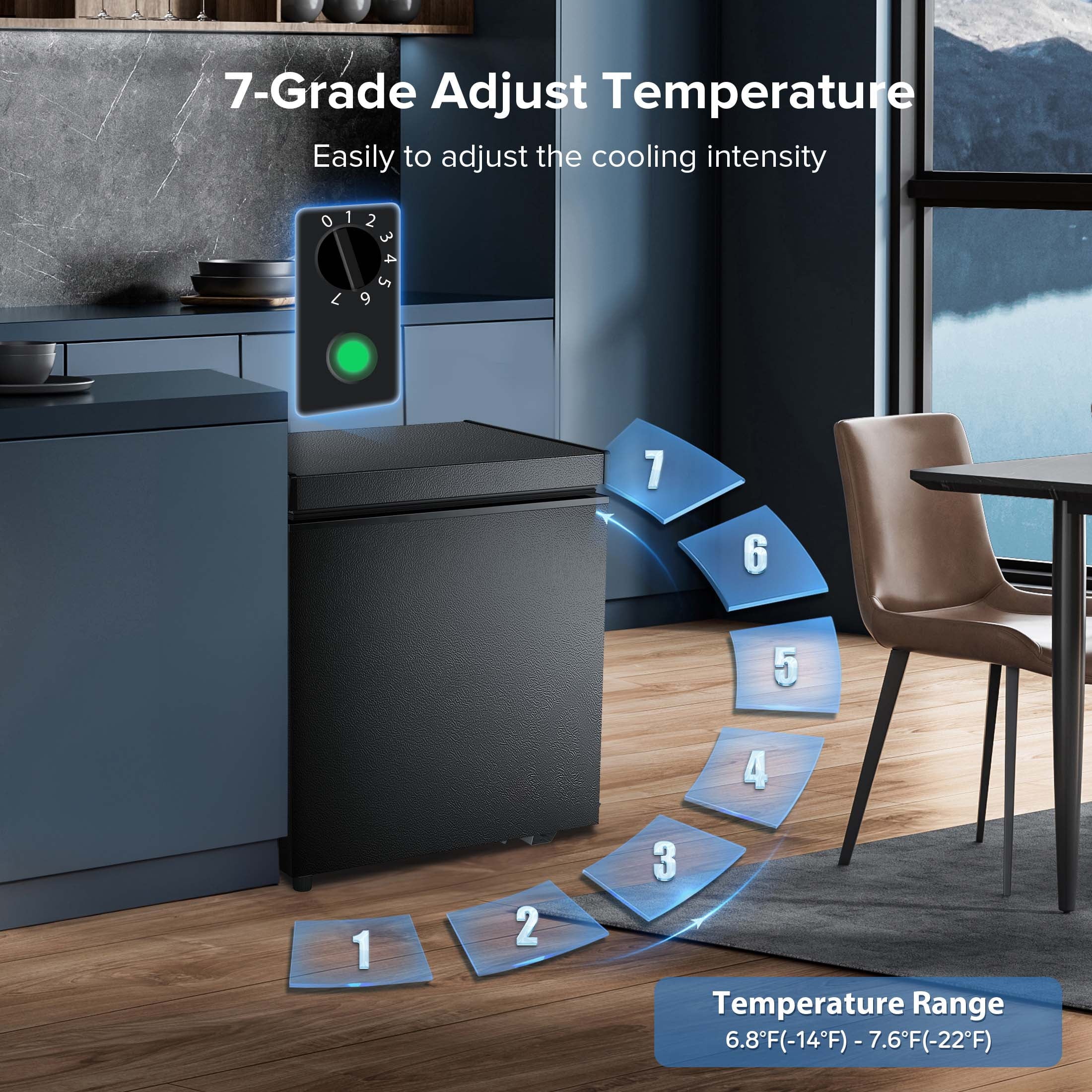 Auseo 8.7 cu. ft. Chest Deep Freezer with Adjustable Temperature. Free Standing Top Open Door Compact Freezer with 3 Removable Basket for Kitchen. Home. Bar. Garage. Office
