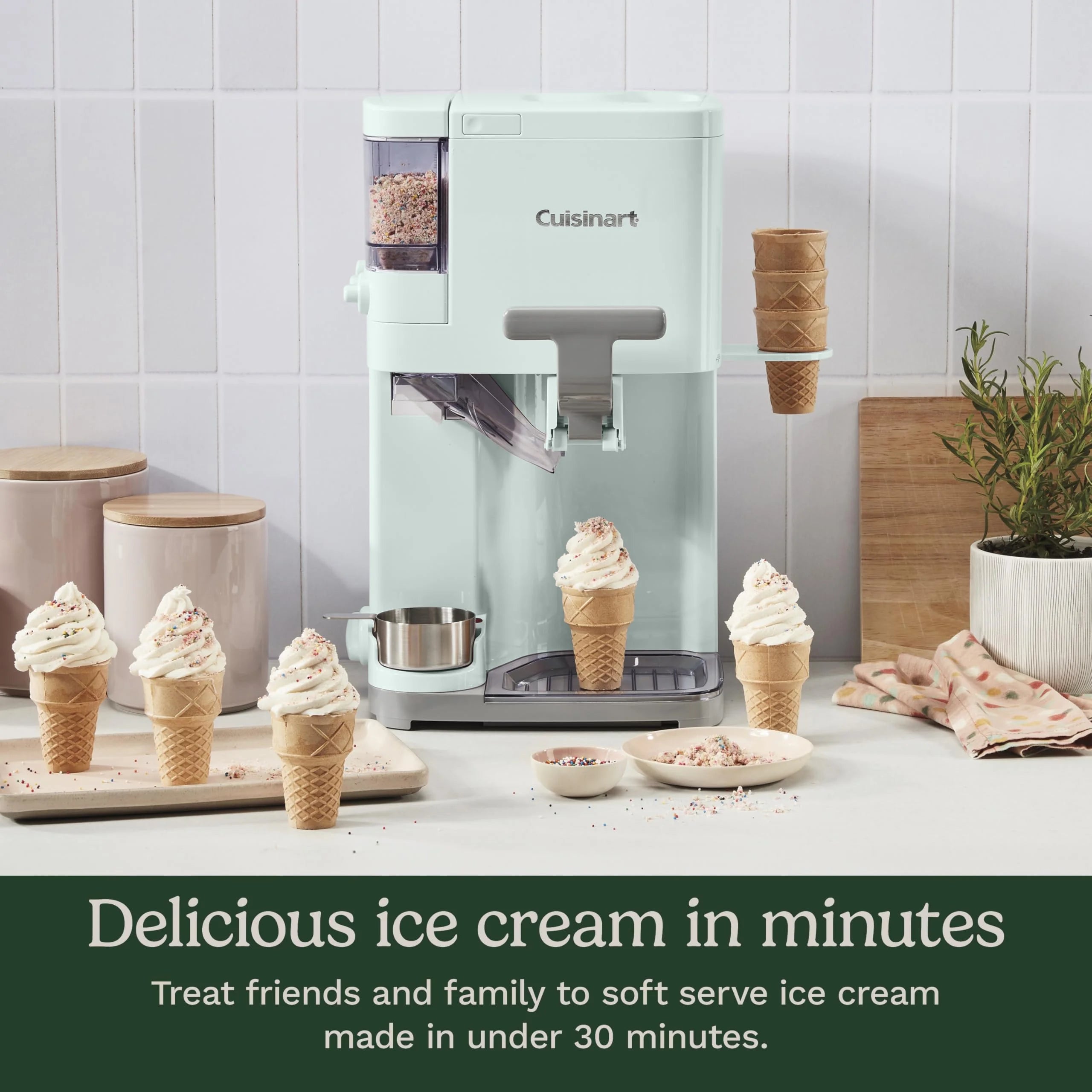 Cuisinart Soft Serve Ice Cream Machine- Mix It In Ice Cream Maker. Mint Green