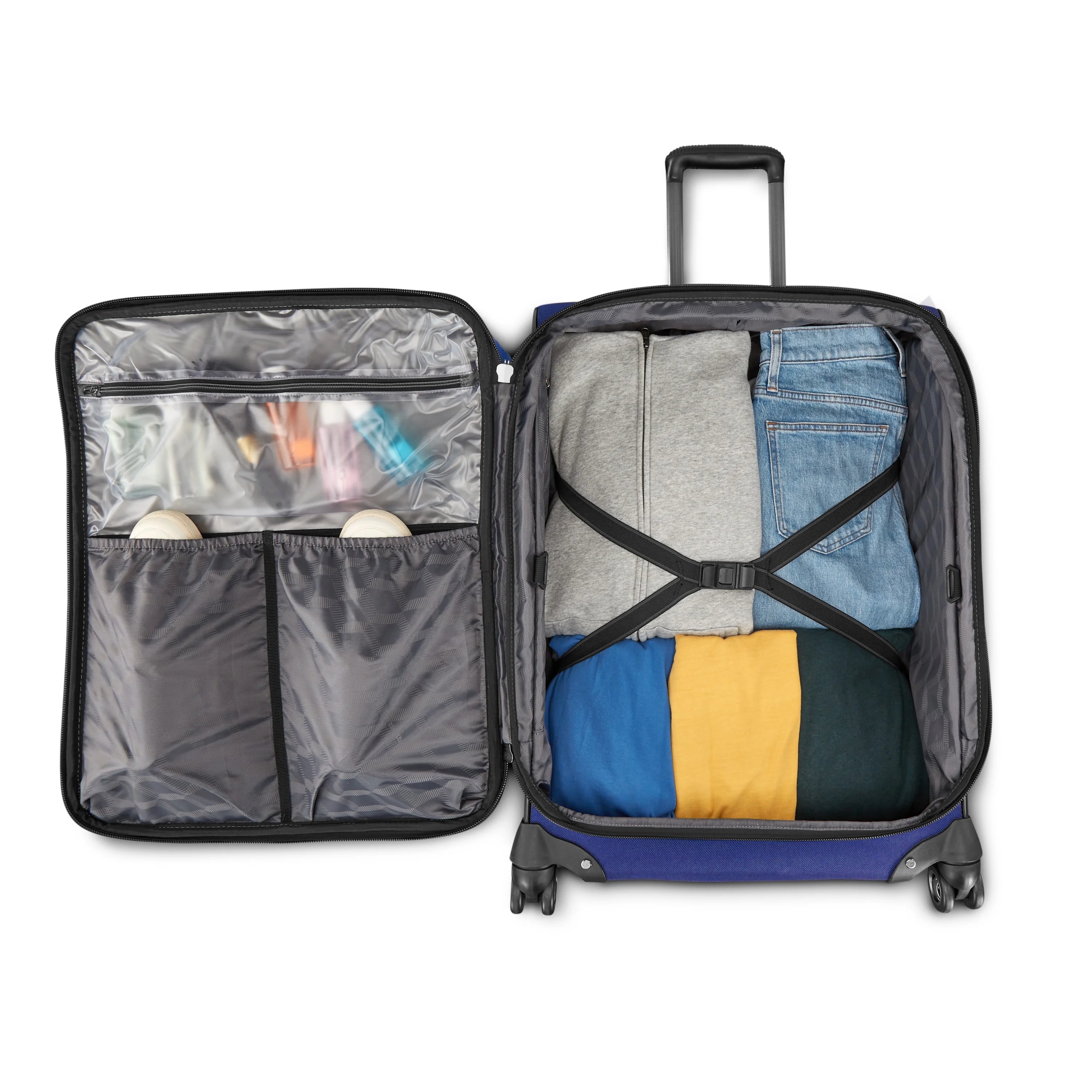 American Tourister Cargo Max 25 Softside Medium Checked Spinner Luggage Single Piece - Sapphire Blue