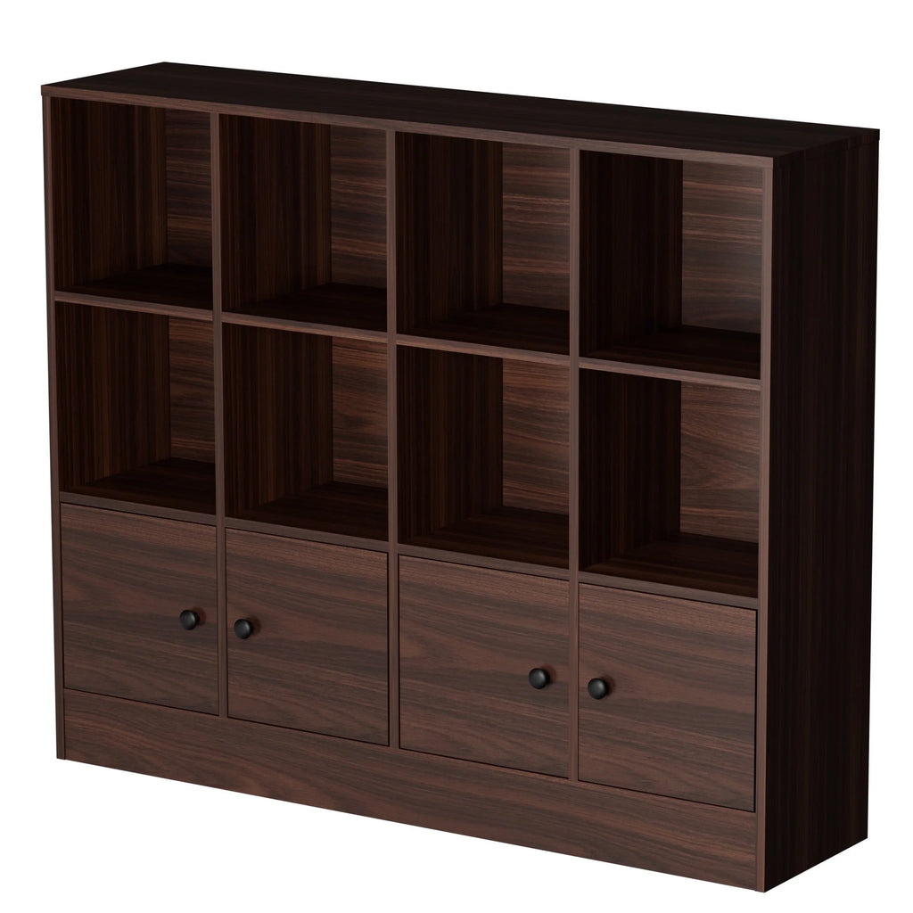 Cozy Castle 3-Tier Open Cube Bookcase with 12 Cubes and 4 Doors. Adjustable Shelves. White