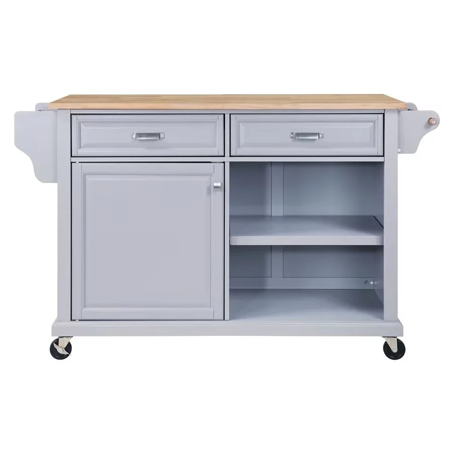 Rolling Kitchen Island with Storage. Utility Kitchen Trolley with Drop-Leaf Countertop. Mobile Kitchen Cart with 2 Drawers. 2 Cabinets and Adjustable Shelves for Dining Room. Kitchen