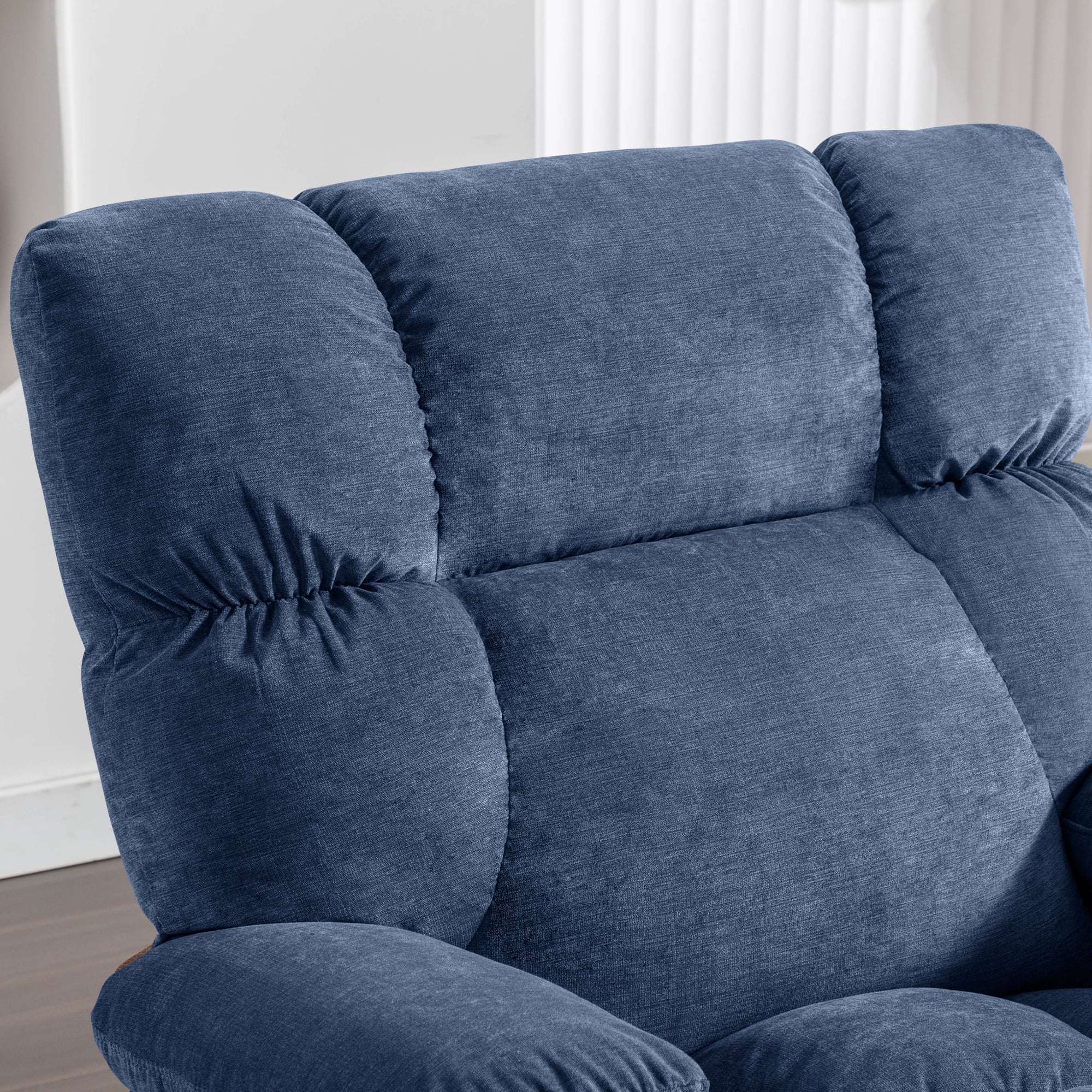 JONPONY Manual Recliner Chair with Heat Therapy and Massage Function. Heavy Duty Reclining Mechanism Massage Chair. Elderly Single Rocker Sofa with Cup Holders for Bedroom Home Theater.Grey