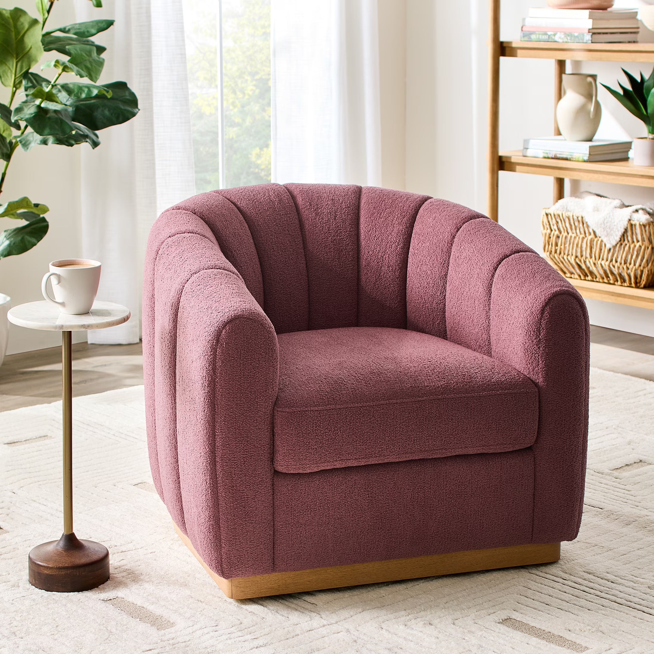 Better Homes & Gardens Lillian Accent Swivel Chair. Cream Linen