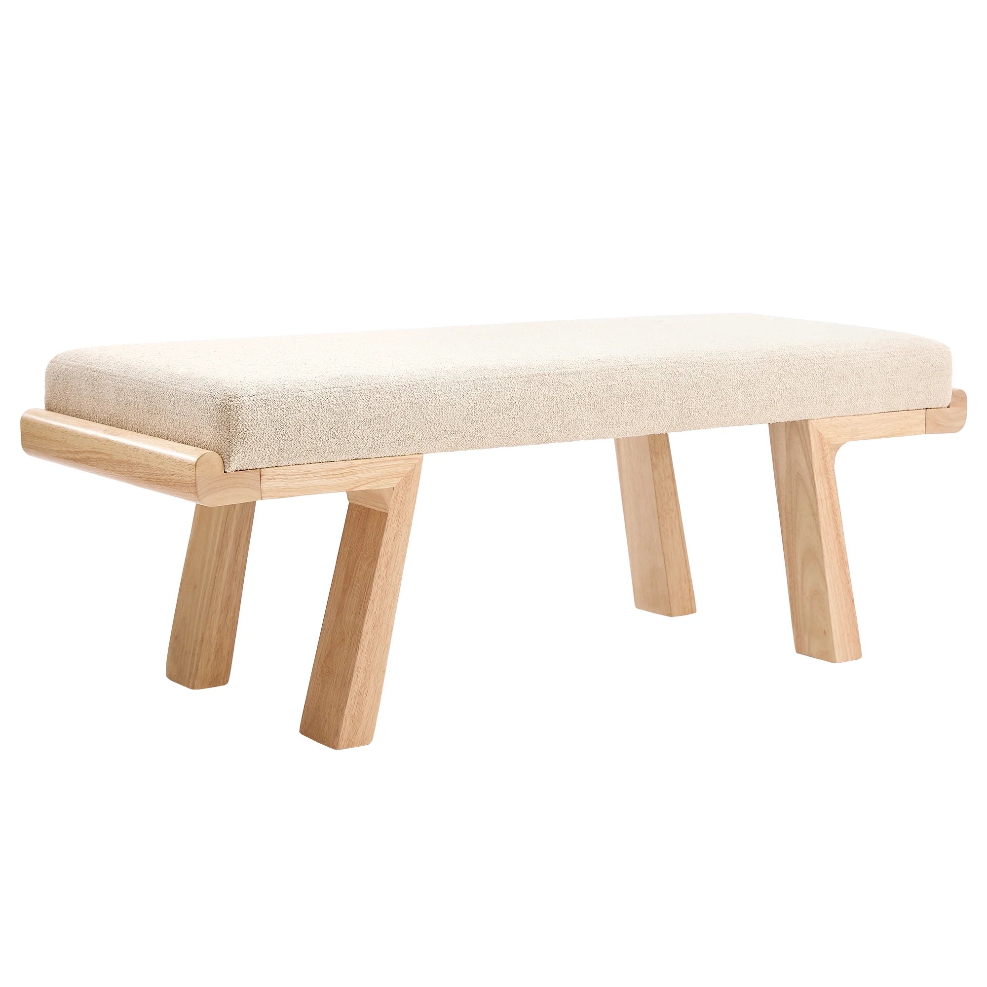 Zesthouse 47.4 Linen Upholstered Bench. Entryway Bench with Solid Wood Legs. Modern Ottoman Bench for Living Bedroom Room. Beige