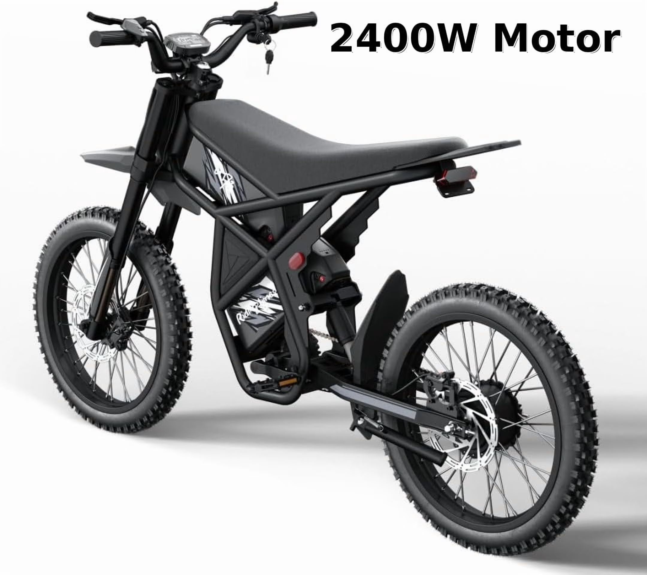 Riding'Times GT73 Electric Dirt Bike for Adults 2400W 48V 37MPH 36.4AH Dual Battery 85 Miles Range 25 Tires UL2849 Full Suspension