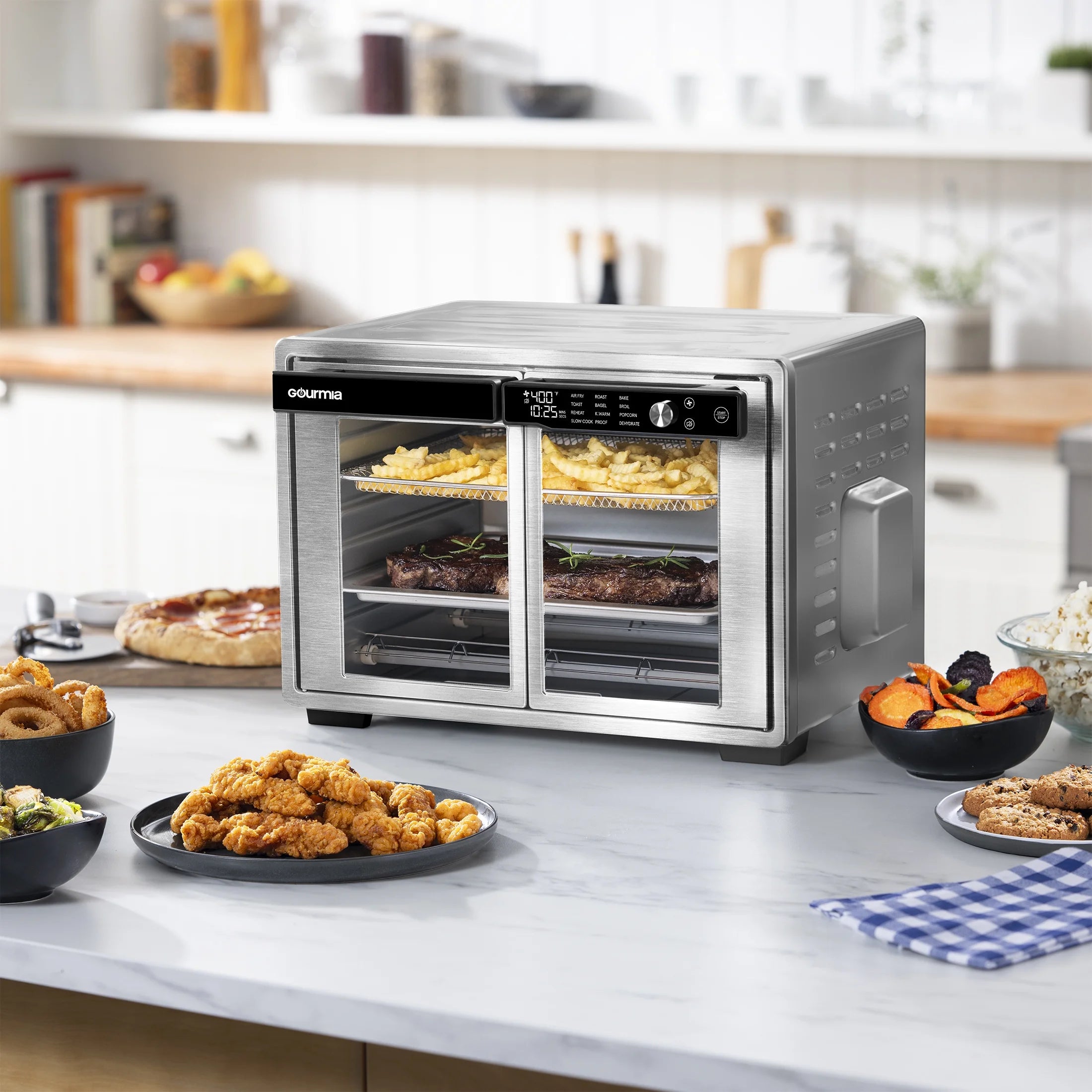 Gourmia 1700W 9-Slice Digital Toaster Oven Air Fryer. 12 Cooking Preset. 35L. Stainless Steel
